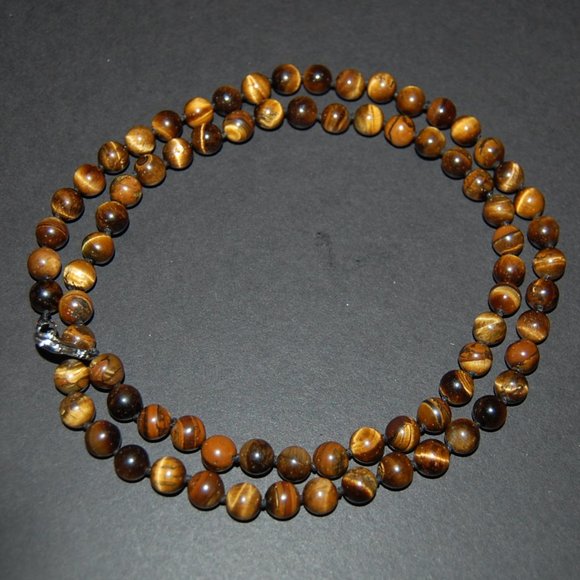 Tiger Eye Necklace,Tiger Eye Gemstone Necklace,8mm Gemstone Beads,Man,Wo… - Picture 3 of 3